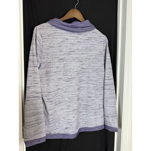 Weekends by Chico's Womans Purple Long Sleeve Pockets Cowl Neck Pullover Top 1 - Picture 2 of 4